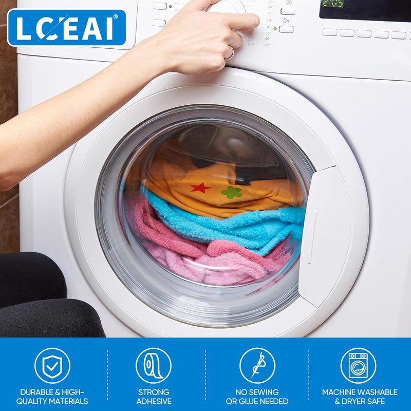 LCEAI رقع ملابس قابلة للكي، رقع قماشية - إصلاح دنيم داخلي، ملابس زخرفية وإصلاحات قماشية متنوعة (6 عبوات، 4x8.9 بوصة، أبيض) - Image 4